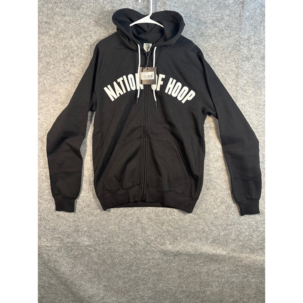 K1X Nation of Hoop Black Full Zip Hoodie Men's XL Sweatshirt Bone‎ Trim